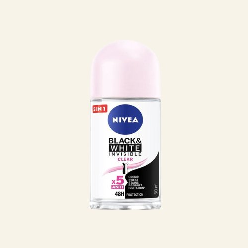 NIVEA Black & White Invisible Clear Anti-Perspirant Roll-On 50ml - Image 2