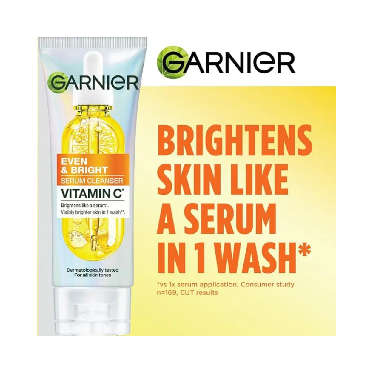 Garnier Even & Bright Vitamin C Serum Cleanser 100ml - Image 2